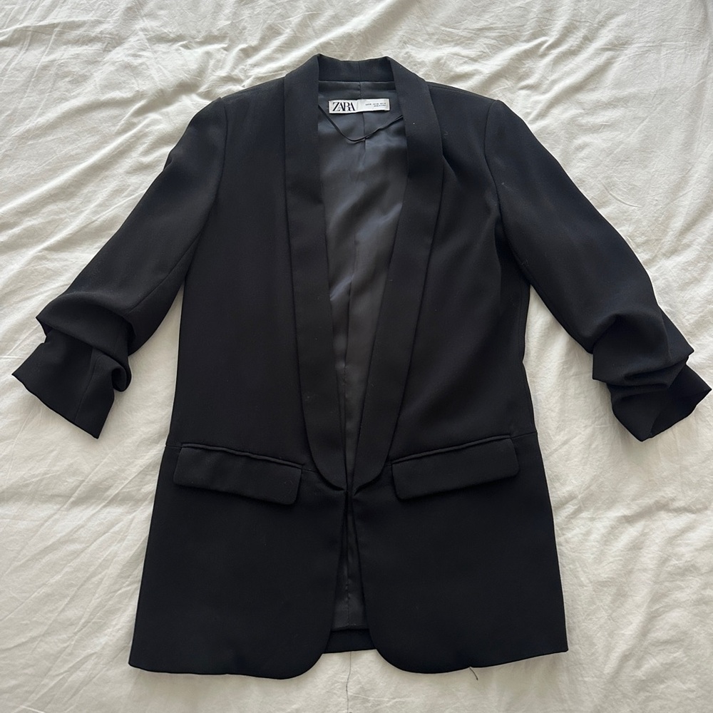 ZARA Black Tailored Long Blazer